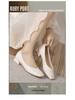 2023 Retro Soft Leather Square Toe Medium High Heel Women's Shoes