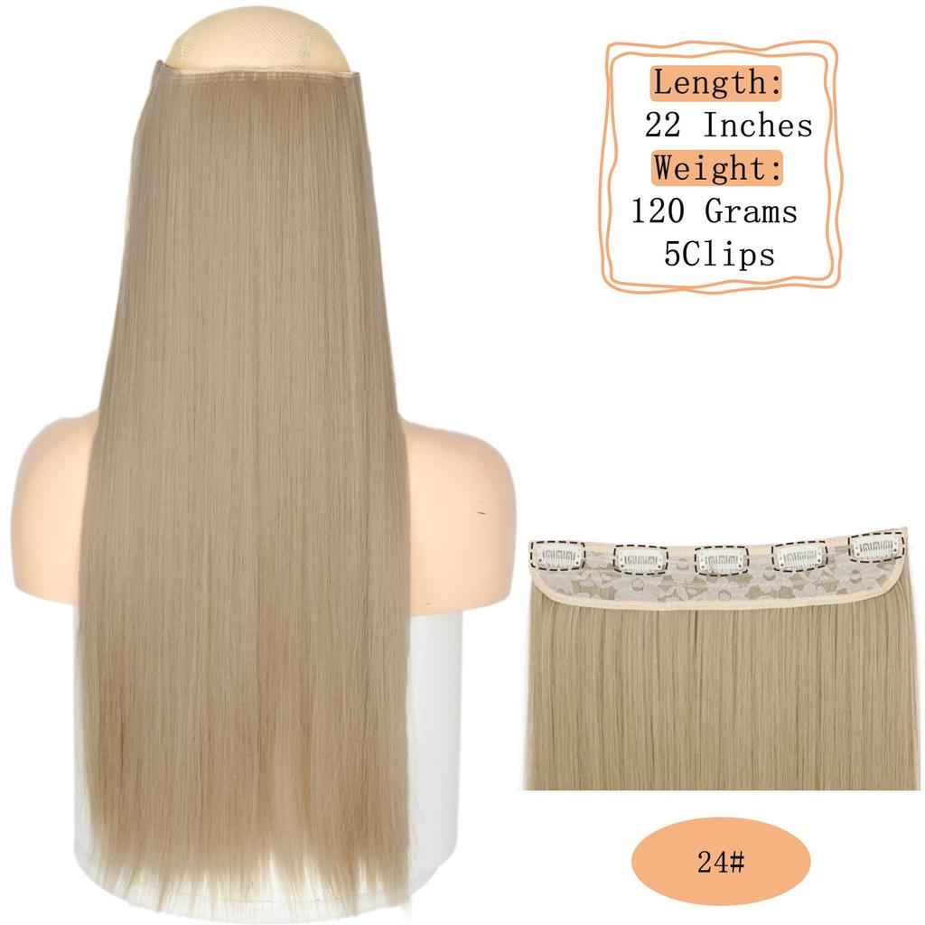MERISIHAIR Langt rett syntetisk hårforlengelse 5 klips inn høytemperatur 22 tommer 120 g fiberhår for kvinner