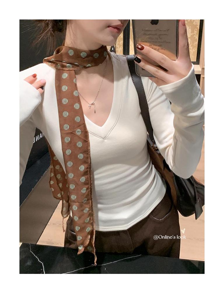 Women's Slim Fit V-Neck Long Sleeve Base Layer Top for Autumn/Winter 2025