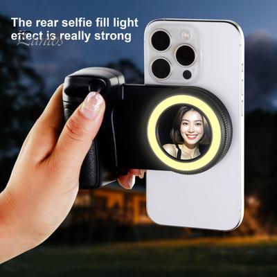 Magnetic Smartphone Handle Grip with Detachable Remote Adjustable Fill Light for Anti-shake Selfie Photos Bracket Portable Camera Accessory