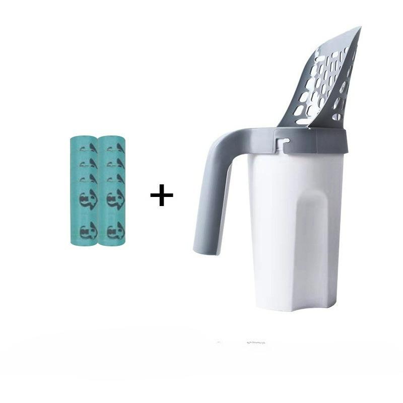 Large-Capacity Cat Litter Scoop with Integrated Trash Can - Portable Easy-Clean Plastic Pet Waste Shovel for Cats, Ideal