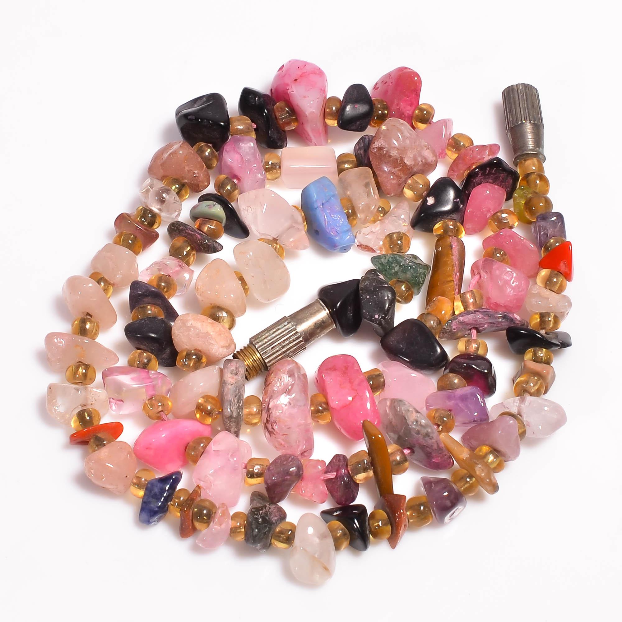 

Натуральный Розовый Кварц Аметист Оникс Необработанные Гладкие Бусины Ожерелье 5-9мм 16.5 UB8401 UB-8401