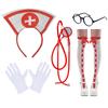 Halloween Nurse Headwear with Fake Stethoscope Pen Sexy Nurse Headwear Headband Lace Red Cute Cosplay Costume Birthday Makeup
