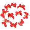 10pcs Red Christmas Bell Bow Bowknot Mini Red Bow Delicate Christmas Bow Ornaments  Christmas