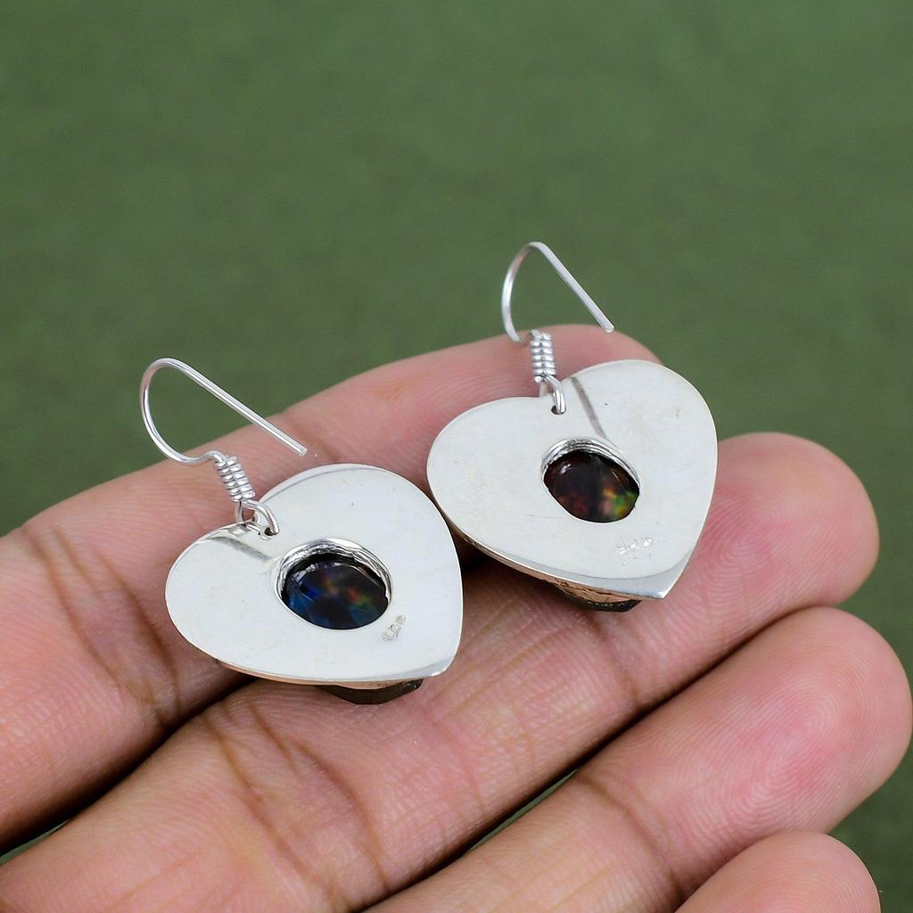 Faceted Ammolite Earring 925 Sterling Silver Earring Antique Jewelry Genuine Gemstone Earring Silver Jewelry Gifts For Wife Handmade Earring