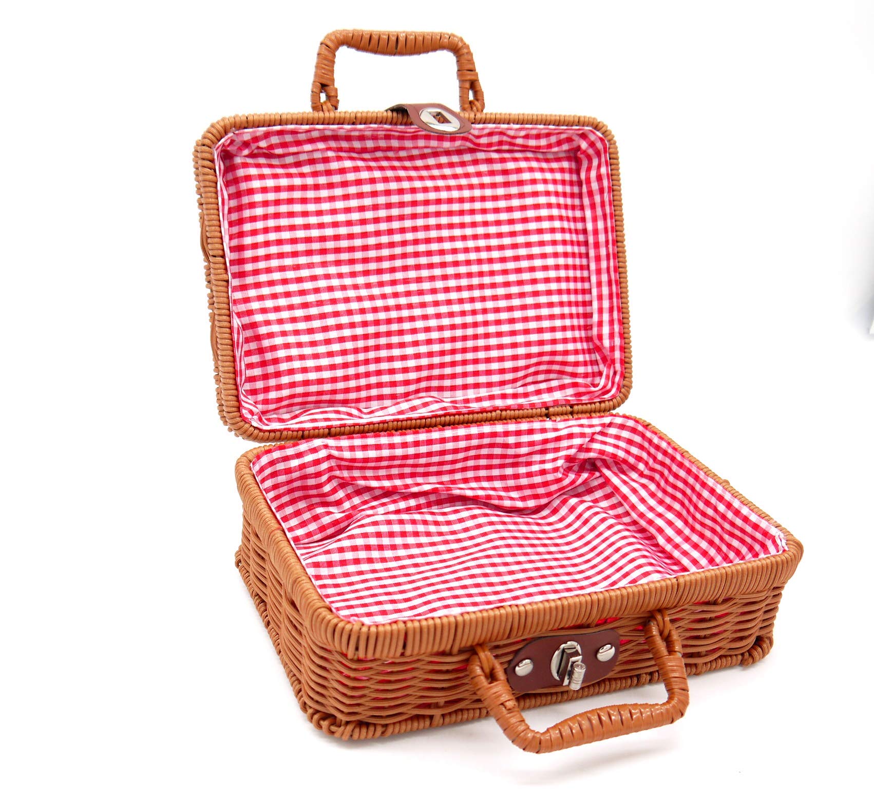 

Picnic Lunch Basket with Fabric Checkered Pattern Basket, Lid, Wicker-Style Basket, Upholstery, (Medium)