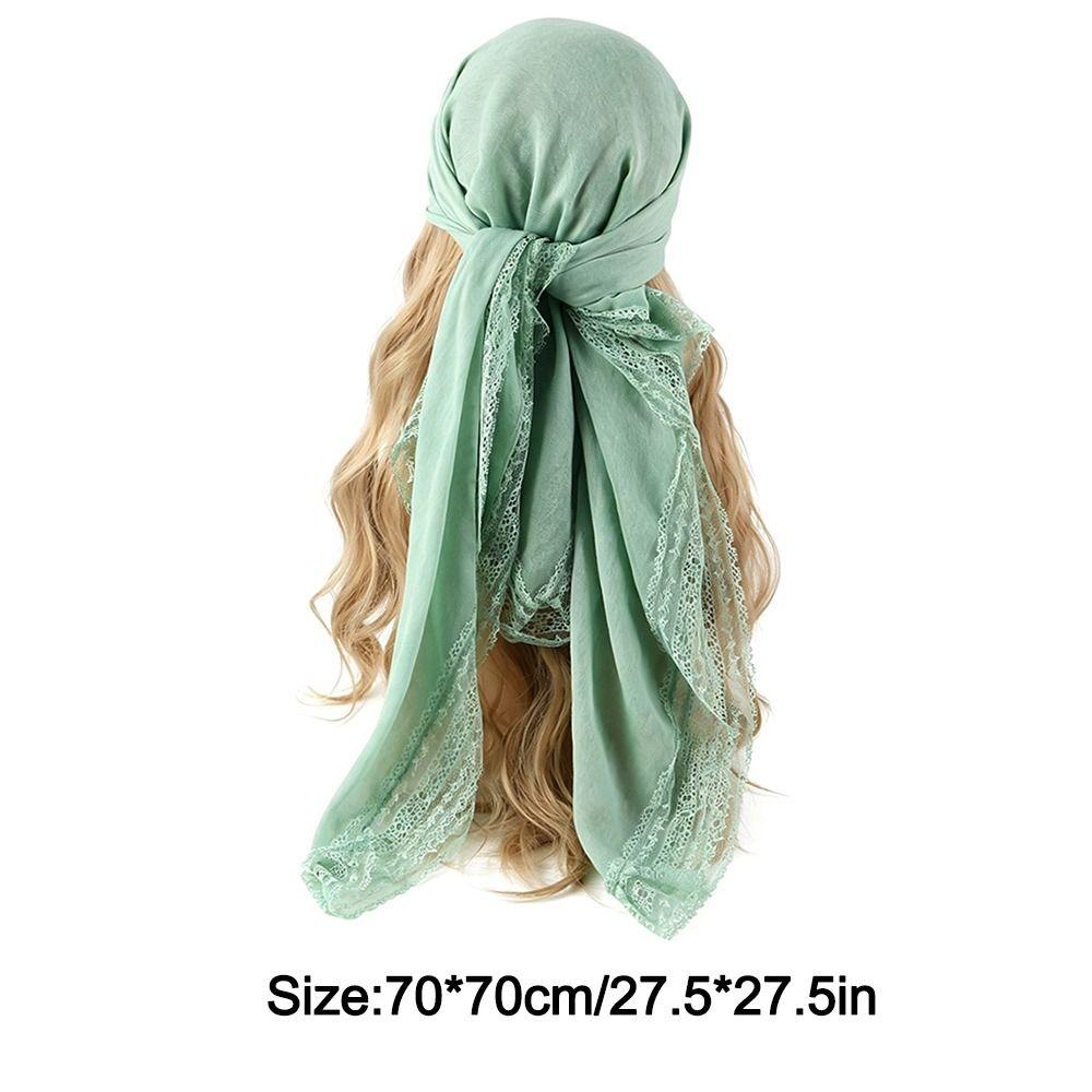 Square Shape Lace Trim Scarf Breathable Sun-Protection Shawl Fashion Bohemian Scarf