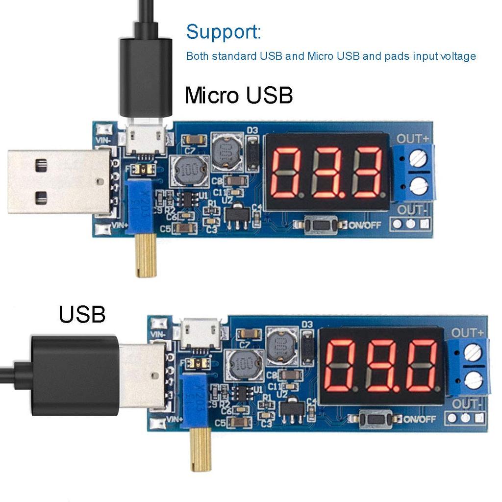 2PCS USB Buck Boost Converter Adjustable Step UP Step Down Power Supply Module Voltage Regulator DC-DC 5V to 3.3V 9V 12V 18V 24V