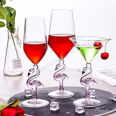 1 sztuka Kreatywny Różowy Flaming Koktajlowy Kieliszek Kieliszek do Martini Kształt Odwróconego Stożka Weselny Urodziny Kryształowy Kieliszek do Szampana
