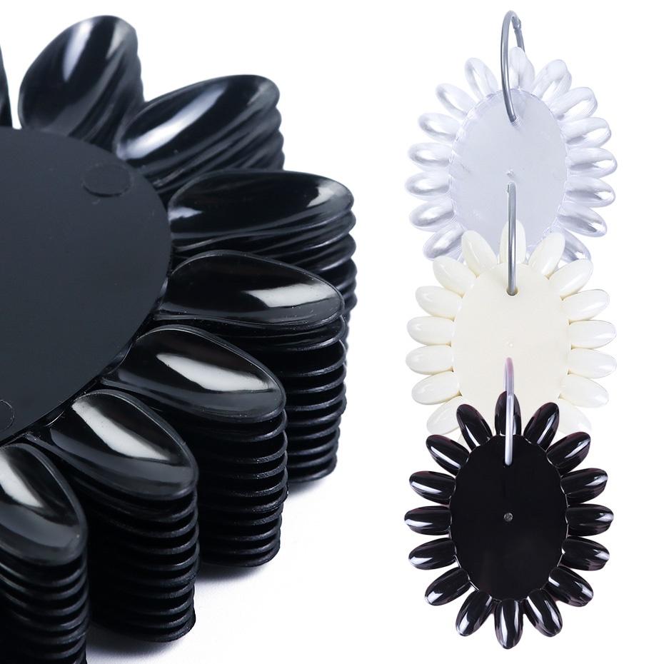 160 Stück Künstliche Nägel Oval Klar Natur Schwarz Spitzen auf Ring Display Falsche Nagelkunst Designs Acryl UV Gel Maniküre Werkzeuge