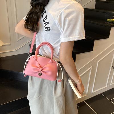 Niche Bow Small Bag Women's New Hand Bucket Bag Spring and Summer Retro Shoulder Messenger Bag
