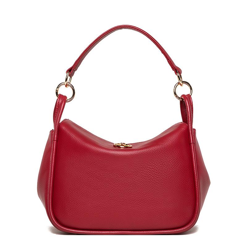 Real cowhide women s bag new trendy fashion simple shoulder messenger bag first layer cowhide hand bag красный