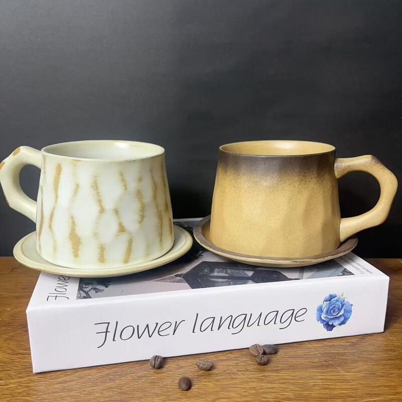 OLOEY Vintage Ceramic Coffee Mug with Saucer