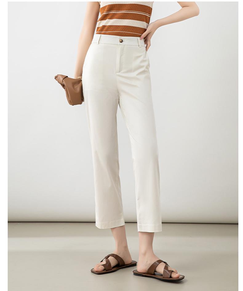 2025 Spring/Summer Women's High Waist Mugwort Tencel Cigarette Pants – Loose, Nine-Point Slit Casual Wear