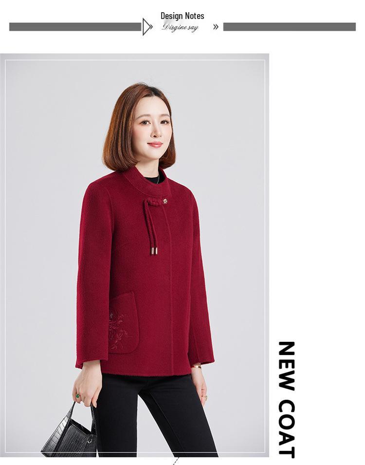 Petite Wool Coat for Women: Autumn/Winter Fashion, Middle-Aged & Elderly, Short Double-Sided Cashmere