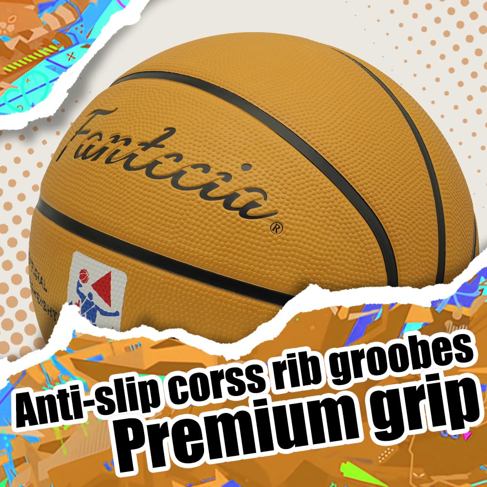 Fantecia Basketball Size 7 Rubber Basketball for Junior - Indoor/Outdoor (Ideal Players)