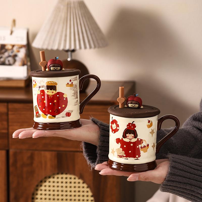 Parent Child Time Retro Ceramic Mug Event Gift Set High-value Water Cup Coffee Cup Souvenir