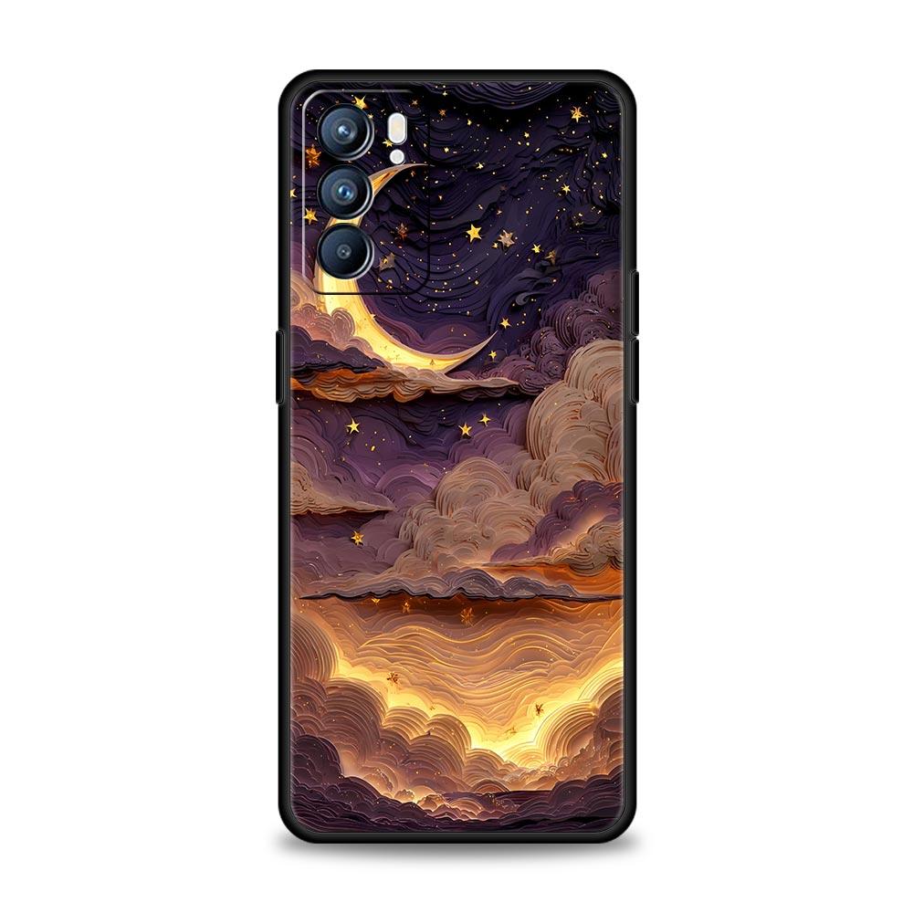 Moon Cloud Comic Style Phone Case For Oppo Reno14 Reno13 Reno12 11 F 10 Find X5 X9 Pro A54 5G A53 A9 A16 A78 4G A80 A98 Cover