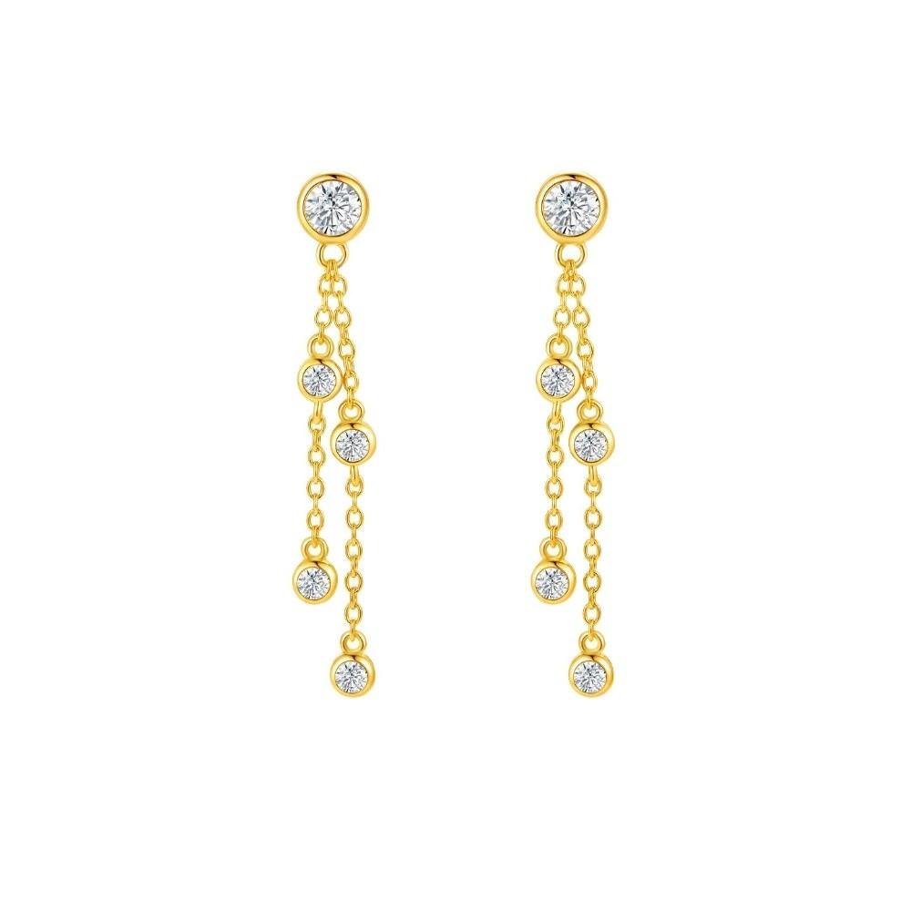 Tassel Drop Earrings Gold Color Zircon Earrings Light Luxury Accessories Dangling Earrings Women