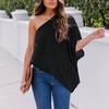Women Off One Shoulder Oversized  Sleeve Asymmetric Summer Shirts Tops