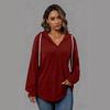 Women's Solid Color Hooded Top with Drawstring - Spring/Autumn Fashion 2025