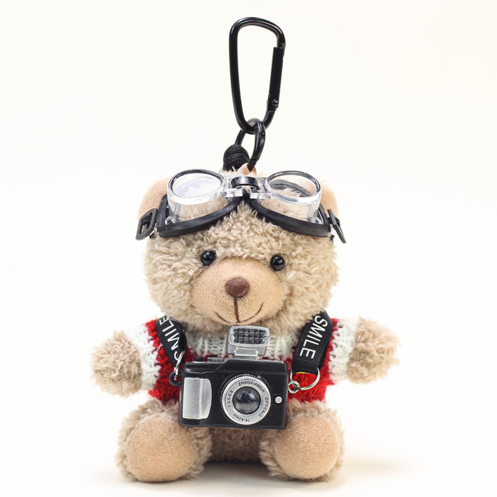 Cute Space Bear Plush Camera Bag Charm Cartoon Doll Keychain Creative Gift
