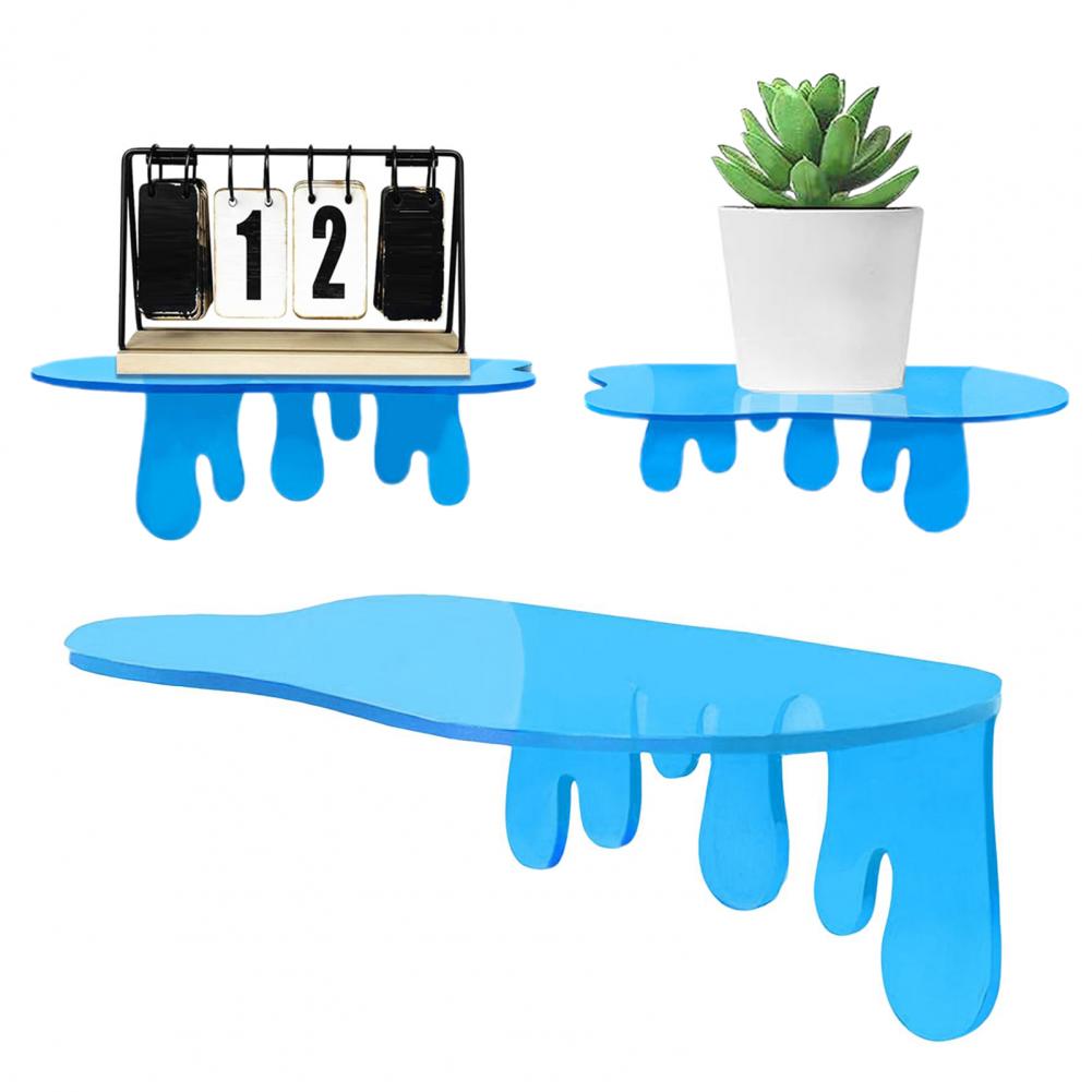 Wall Mount Storage Rack Acrylic Small Wall Shelf Strong Load-bearing Blue Wall Mount Storage Organizer Corner Display Shelf blu