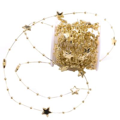 10m Filo da Pesca Perline a Catena a Forma di Stella Decorazione Matrimonio Festa di Natale (Oro)