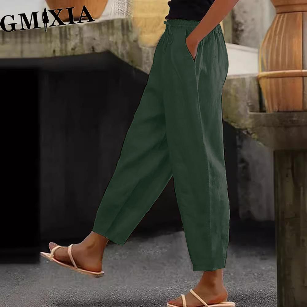 GMXIA Women's Fashion Casual Solid Color Print Pants & Capris Trousers