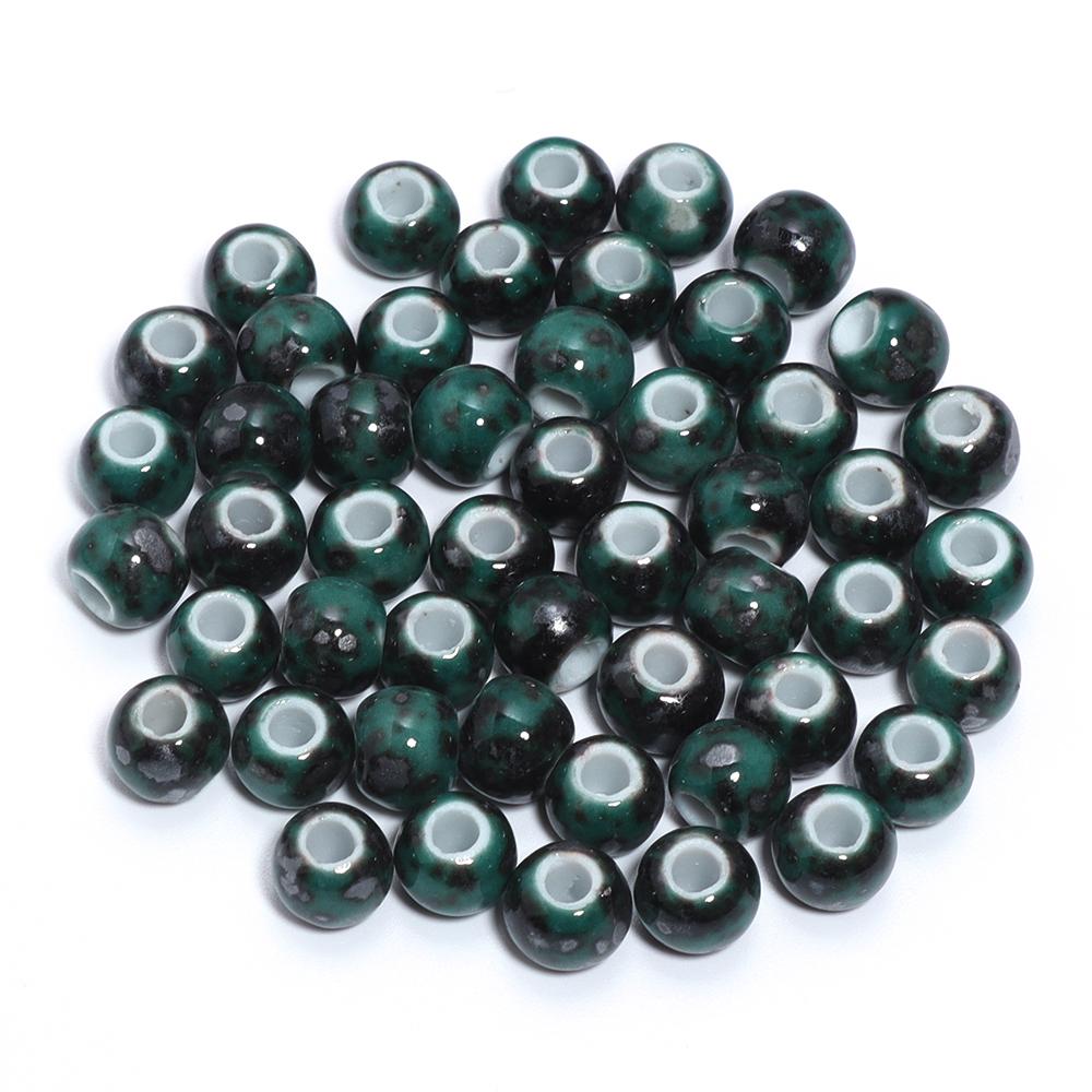 30pcs/lot Round Shape Ceramic Beads Colorful Loose Beads Spacer Beads For DIY Jewelry Making Necklace Bracelet Accessories