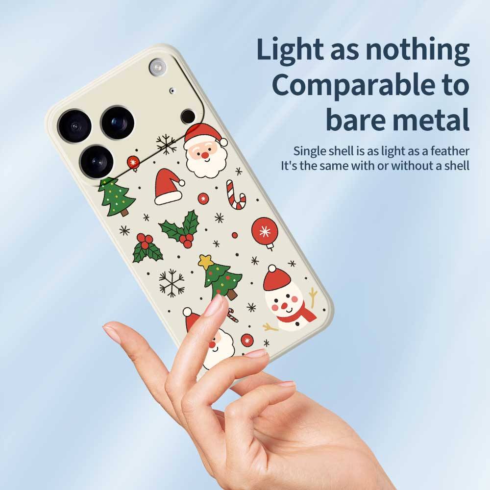 For iPhone 17 Pro Max Case Christmas Theme Pattern Printing Straight Edge TPU Phone Back Cover