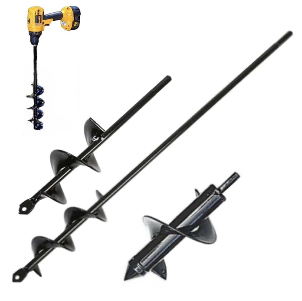PLEAVIT Earth Drill, Auger Drill Bit, Hole Digger for Lawn and Garden Use, Hex Shank (Set of 3)
