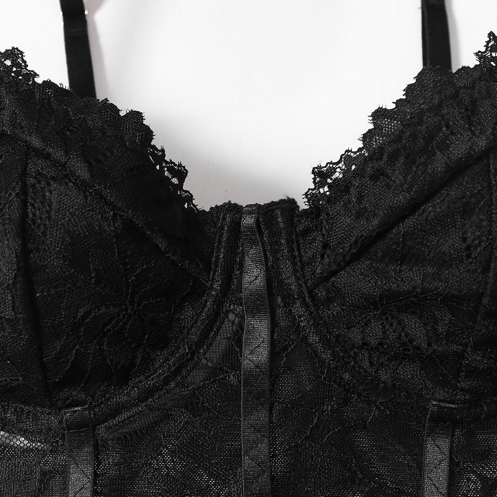 Europäischer & Amerikanischer Spitzenbesatz Mesh Rückenfreier Body 60427 - Sexy & Figurbetont