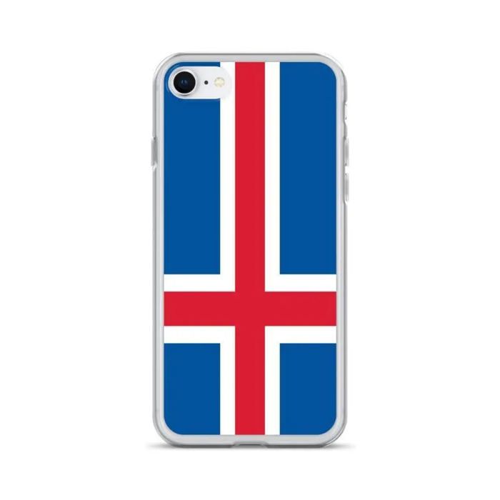 Coque iPhone – Drapeau Islande – iPhone SE 2020 – Souple – Multicolore – Verticale