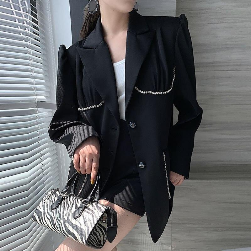 Xitao Fashion Goddess Fan Schwarzer Blazermantel LDD1683