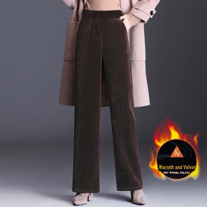 

Женские вельветовые брюки широкого покроя из синели на осень/зиму — доступны с бархатом или без него, большой размер, повседневный свободный крой 2XL