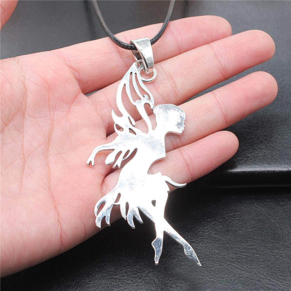 Liebesherz Engel Frieden Halskette Lederkette 45cm Damenschmuck Geburtstag Trend Beschläge