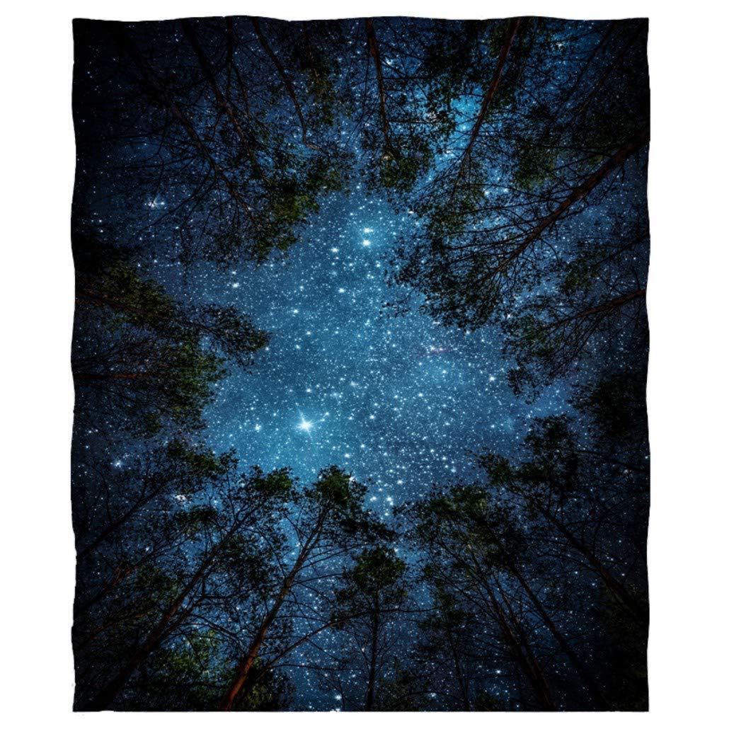 

Forest trees under the starry night Printed Blanket for Sofa Bed Travel Camping Living Room Office Conditioning Blanket 75x100cm