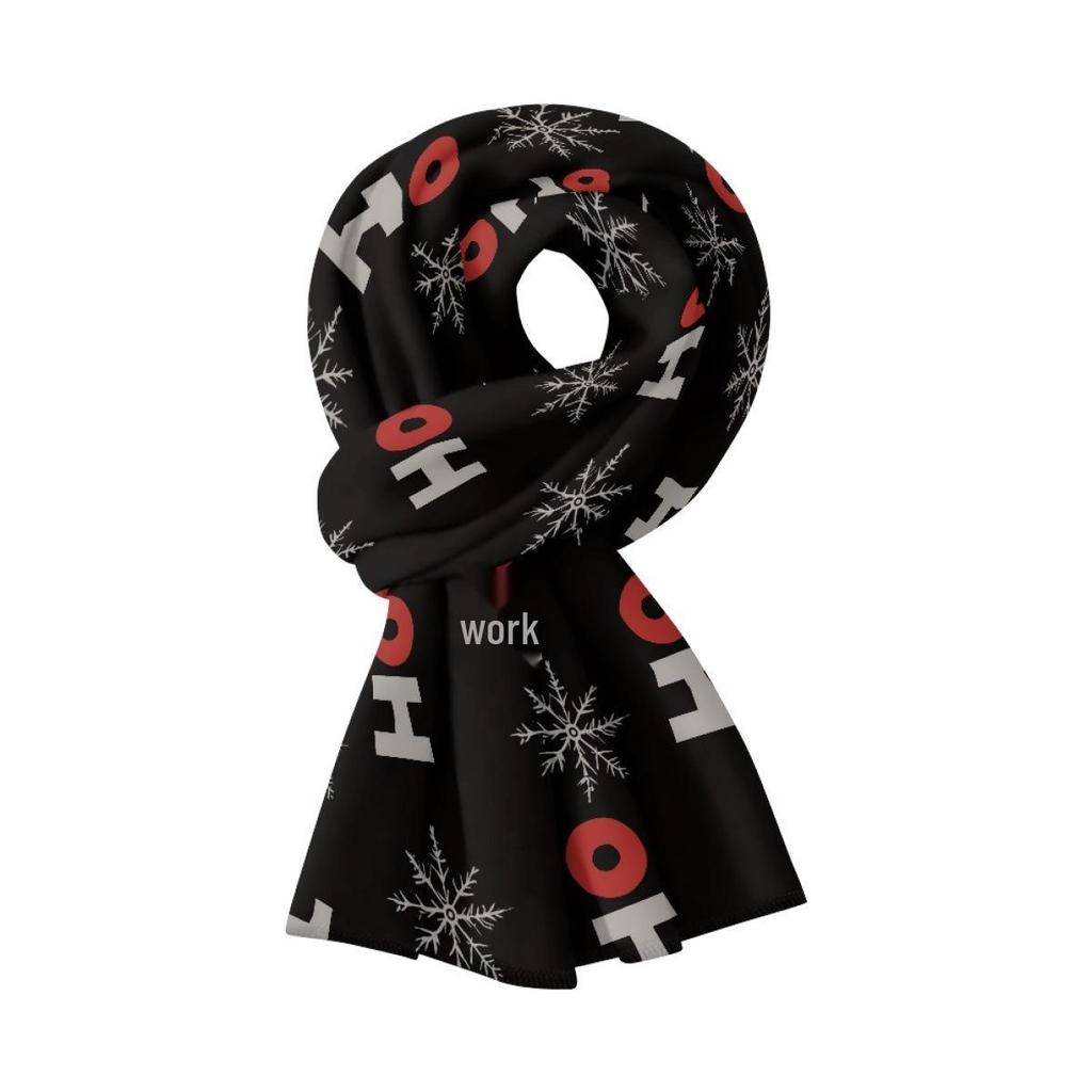 Pink Fleece-Lined Christmas Pattern Scarf for Girls