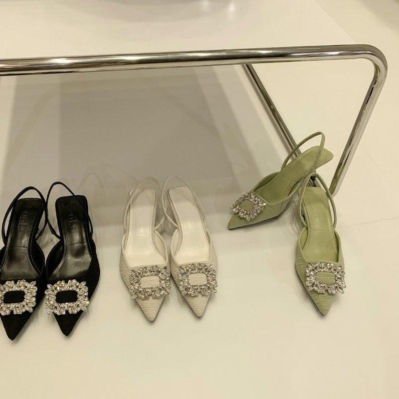 Fashion 2025 spring stiletto toe drag Korean version sexy party sandals women's shoes rhinestone fashion summer sandals zapatos de tacón