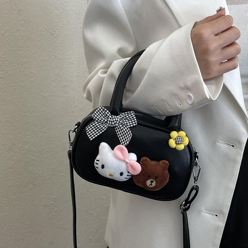 Koreanische Version niedliche Cartoon-Puppe Handtasche Damen Tasche 2025 Mode vielseitig Hand kleine quadratische Tasche einfache Schulter Umhängetasche