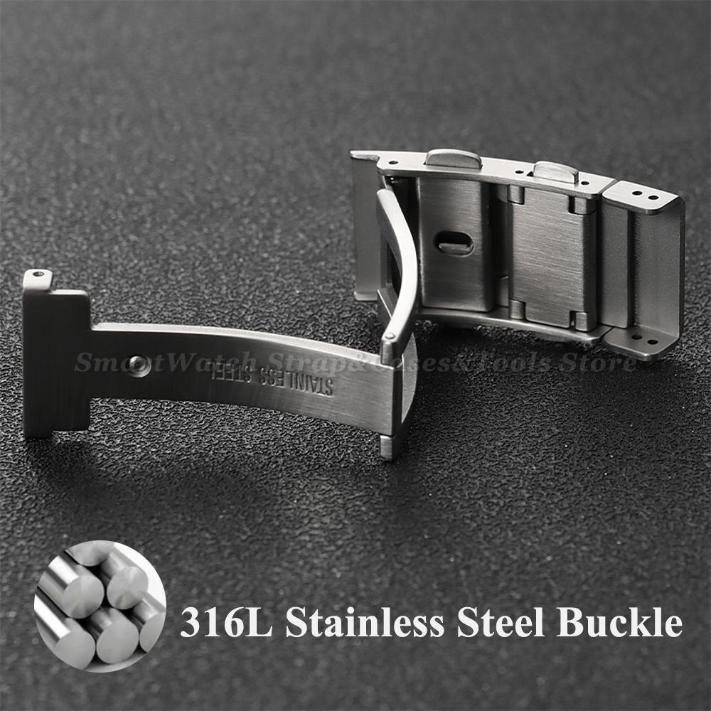Luxury 316L Stainless Steel Watch Buckle Extendable Watch Clasp 22mm 20mm 18mm 16mm Metal Adjustable Button Replace Accessories
