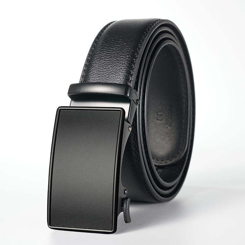 Men s Genuine Leather Automatic Buckle Belt - High-End Cowhide for Business & Casual Wear 120 cm