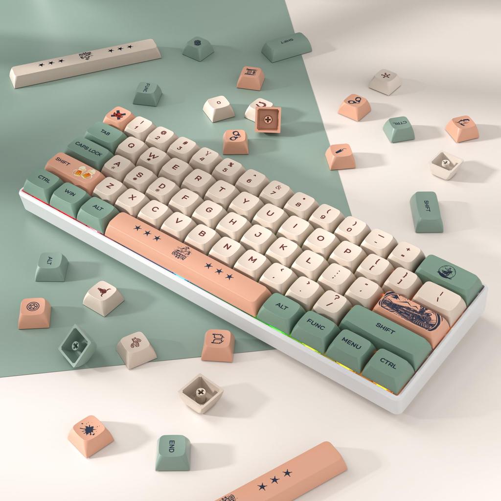 Set de Keycaps PBT cu 136 de taste, profil XDA, imprimare prin sublimare, keycaps personalizate drăguțe, layout US, compatibil cu switch-uri MX pentru tastaturi mecanice, Keycaps,