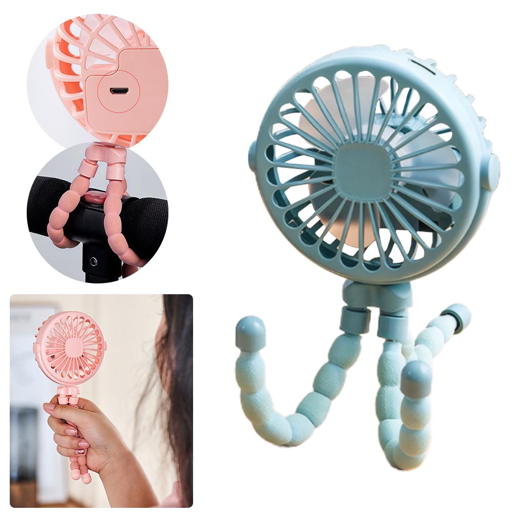 Ventilator für Kinderwagen, 3 Geschwindigkeiten, tragbarer Ventilator mit Nachtlicht, Schreibtischventilator, wiederaufladbar, für Kinderwagen, Autositz, Laufband, Camping