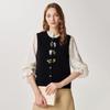 Women's 100% Wool Embroidered Sleeveless Knitted Vest