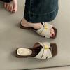 Fashion Retro Niche Square Head Thick Heel One-word Slippers Women's Outer Wear Summer Skirt Sandals Vacation Wedge Sandals
