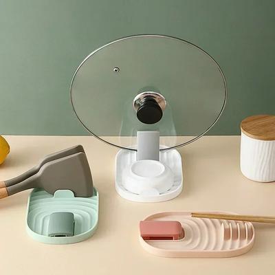 Creative Plastic Pot Lid Rack Kitchen Tool Spoon Spatula Drain Rack Candy Colored Cute Foldable Storage Support Rack Small Tool