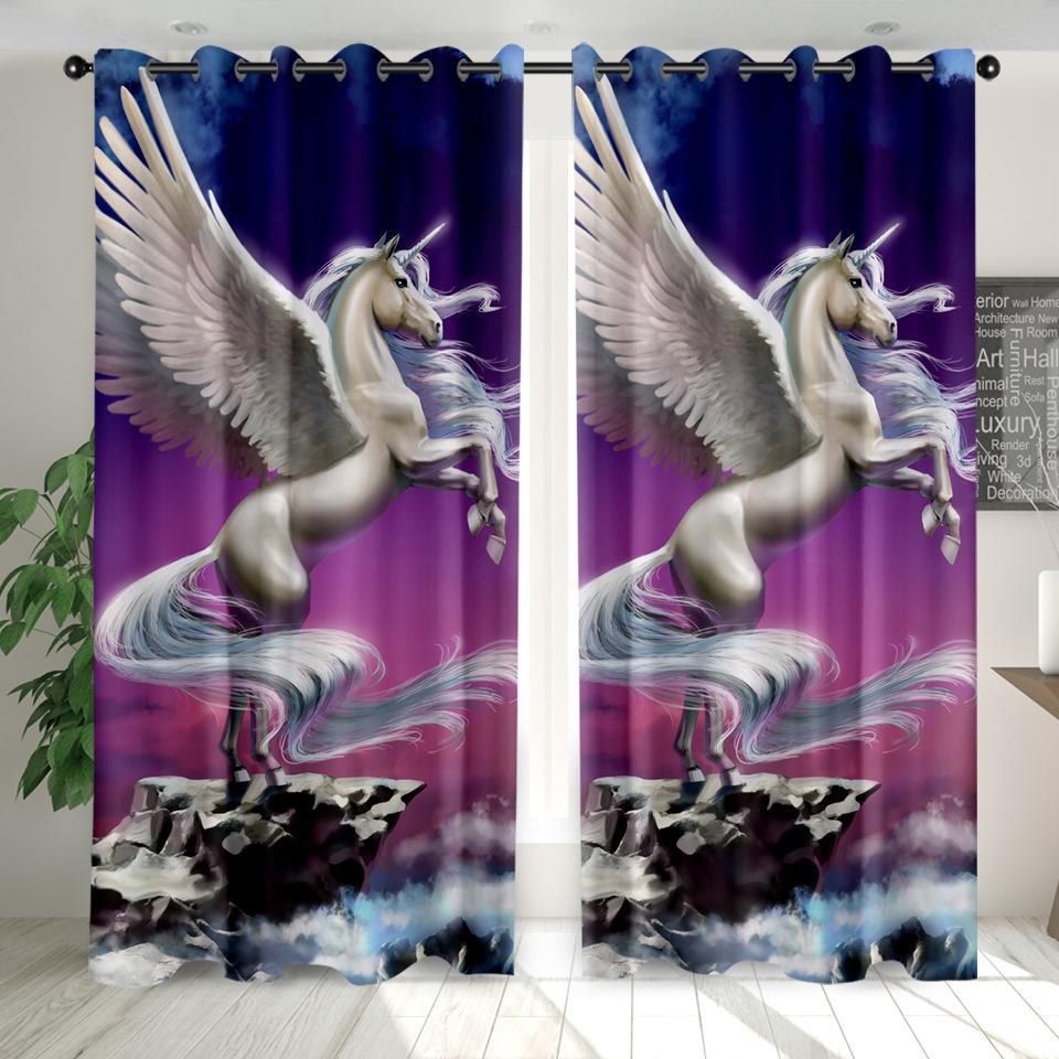 High Density Blackout Curtains Cartoon Curtains Cute Sweet Unicorn Digital Printing Blackout Curtains
