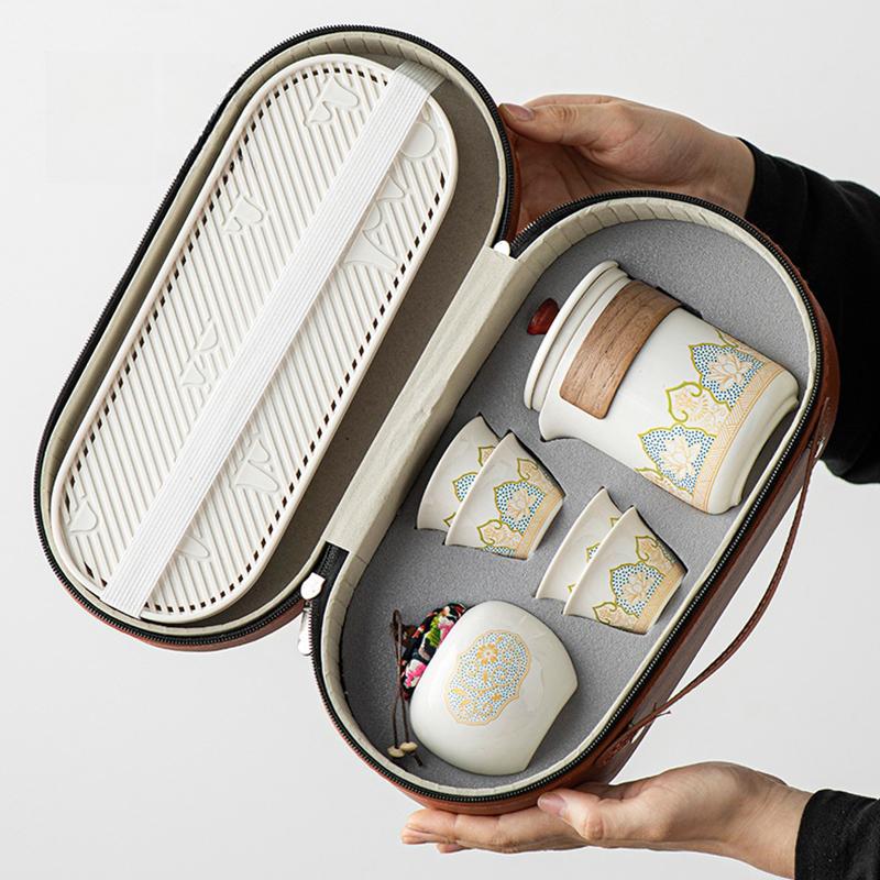 Portable Travel Kung Fu Tea Set Creative Ceramic Quick Tea Set Chinese Office Teapot And Cup Set Light Luxury Friend Gifts